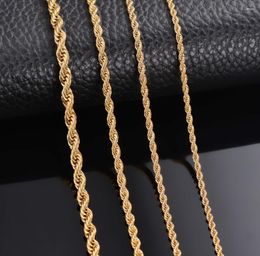 Chaînes 1 pièce 2 2,5 3 4 5 6 mm de large chaîne de corde d'or collier / bracelet 316 en acier inoxydable pour hommes femmes dropship