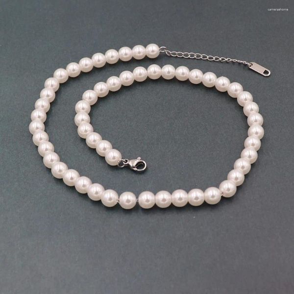 Cadenas 10 PCS Collares de clavícula de perlas simuladas Collar de gargantilla redondo largo para mujeres Charm Collar de joyería de boda al por mayor