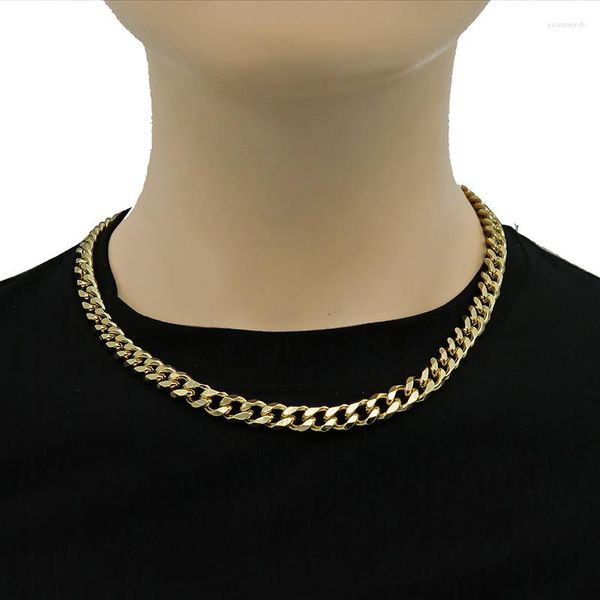 Chaînes 10 Pièces Grand Collier Cubain Pour Hommes Femmes 8mm Gourmette Chaîne Or Couleur Argent Plaqué Bronze Cuivre