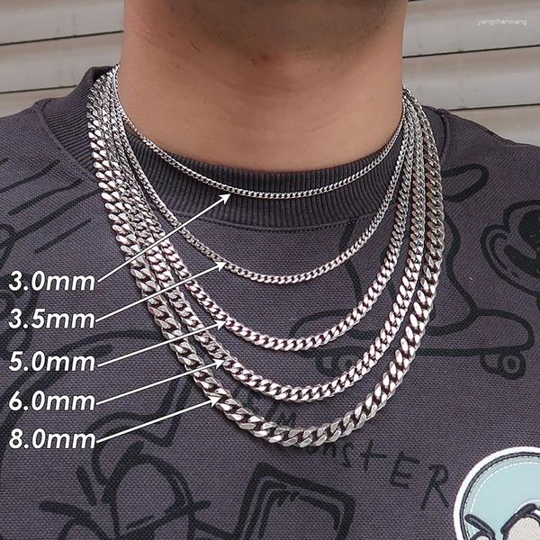 Kettingen 10 stuks roestvrijstalen Cubaanse schakelketting voor mannen vrouwen aanslag gratis zware kinketting choker 16 18 20 22 24 inch