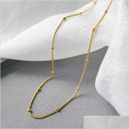 Kettingen 100% 925 Sterling Sier Choker ketting 35cmand5cm Korte keten Goud dunne slanke luxe kralen sieraden rock punk juwelen Drop deliv dhrvd