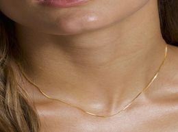 Kettingen 100 925 Sterling zilveren hoogwaardige goud vergulde dunne 065 mm 1 mm 15 mm delicate sierlijke doosketen voor vrouwen bruiloft necklac5810648