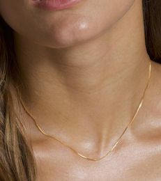 Kettingen 100 925 Sterling Silver High Quality Gold Golde dunne 065 mm 1 mm 15 mm delicate sierlijke doosketen voor vrouwen bruiloft necklac3472682