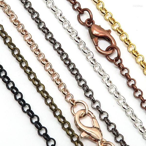 Chaînes 100 pièces Bronze Rolo Collier Argent Plaqué 14K Or Rose Couleur Cuivre Noir Lien Chaîne Pour La Fabrication de Bijoux