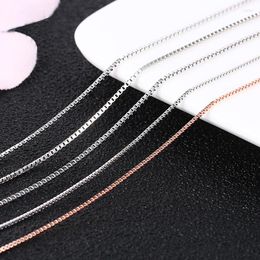 Cadenas 100% Real 925 collar de plata esterlina diseño de caja cadena de oro rosa para mujeres 45cm joyería pura 2022
