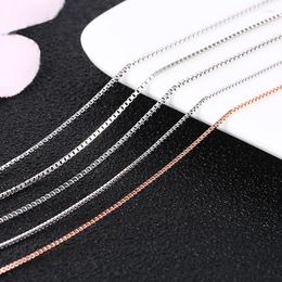 Chaînes 100% réel 925 collier en argent sterling boîte conception chaîne en or rose pour les femmes 45cm bijoux purs 2022