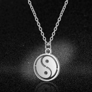 Chaînes 100% acier inoxydable Yin Yang symbole collier à breloques jamais ternir haute poli chinois amulette pendentif femmes collierschaînes