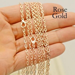 Kettingen 100 X Rose Goud Kleur Ketting Voor Vrouwen Groothandel Brons Koper Zwart Verzilverd Link Rolo Chain Sieraden Maken