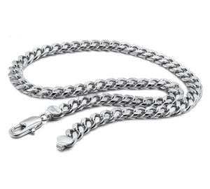 Kettingen 100925 Sterling Zilver Punk Ketting Mannen 10 MM Curb Cubaanse Link Chain Chokers Gift Mode Vintage Voor Man Solid Jewelry5393469