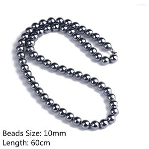 Cadenas 10mm Natural Terahertz collar joyería para mujer hombre cristal cuentas redondas piedra suéter largo 50cm 60cm