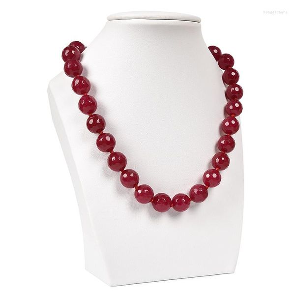 Chaînes 10mm perles rouges pures jaspe collier à facettes en gros pour cadeau d'anniversaire de mariage 21.5 pouces faisant la conception H34