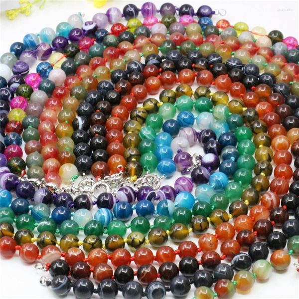 Chaînes 10 mm rond multicolore pastèque tourmaline jaspers agates tigres eye pierre collier bricolage accessoires pièces de bijoux naturels