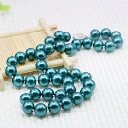 Chaînes 10mm ronde paon vert perle coquille collier femmes filles fait à la main bijoux de bricolage faisant design accessoire de mode cadeaux pour mère