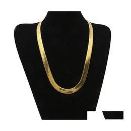 Chaînes 10mm de large chaîne d'os de serpent or jaune rempli hommes déclaration collier à chevrons 60cm 2072 Q2 livraison directe bijoux colliers Otomx