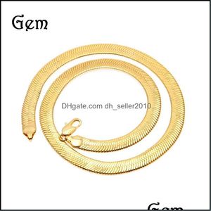 Kettingen 10 mm brede slang bottenketen geel goud gevulde mannen verklaring Herringband ketting 60 cm 2072 Q2 drop levering 2021 sieraden neklue