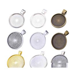 Chaînes 10pcs 20/25 / 30mm Plateaux de réglage de base de cabochon pour pendentifs à breloques DIY Fabrication de bijoux Artisanat Résultats faits à la main Accessoires Drop Dhbfe