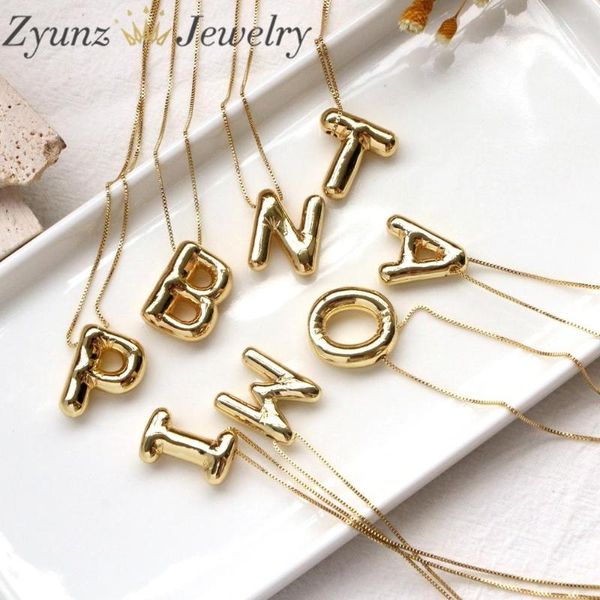 Chaînes 10 pièces grand métal plaqué or 26 lettres colliers pour femmes Alphabet initial pendentif collier mode lien chaîne bijoux cadeau