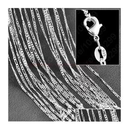 Chaînes 10pcs / lot 2mm Figaro 925 Sterling Sier Bijoux pour bricolage Collier Chaîne avec fermoirs à homard Taille 16 18 20 22 24 26 28 30 pouces Dro Dh64W