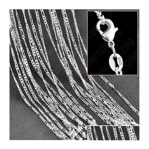 Chaînes 10Pcs / Lot 2Mm Figaro 925 Sterling Sier Bijoux Pour Collier Diy Chaîne Avec Fermoirs De Homard Taille 16 18 20 22 24 26 28 30 Pouces D Dhyli