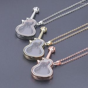 Chaînes 10pcs / lot Hip Hop Hommes Guitare Verre Mémoire Image Médaillon Pendentif Colliers Rock Music Lovers Living Relicario Collares Bijoux