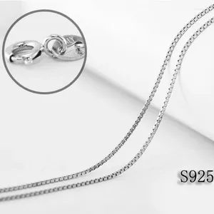 Chaînes 10pcs / lot Solid S925 Collier de chaîne de boîte en argent standard 0,8 mm Sterling Italie 16inch-20nch pour le choix