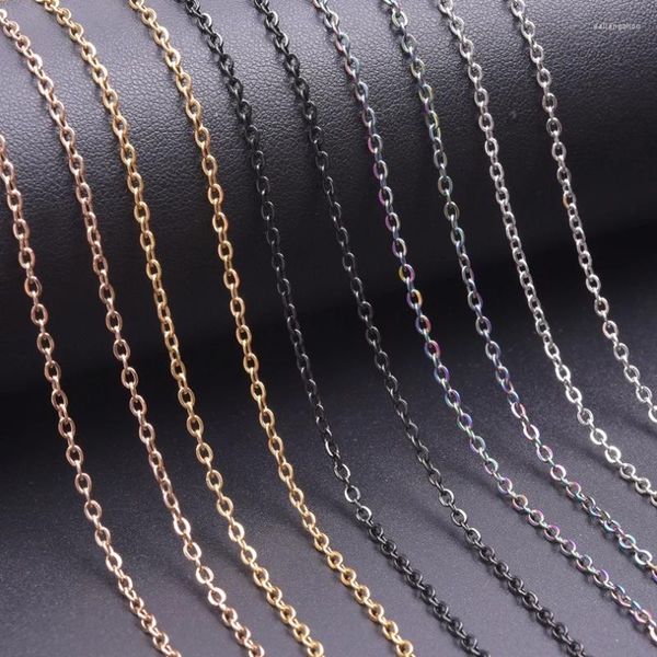 Chaînes 10pcs / lot Largeur en acier inoxydable 2 mm DIY O Forme Colliers de chaîne de liaison transversale pour hommes Femmes simples Basic Punk Collares Bijoux en vrac