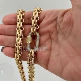 Cadenas 10 unids Collar de cadena multienlace Mosquetón Cubic Zirconia Tornillo Bloqueo Cierre Gargantilla Mujer Diseñador Accesorio Joyería de acero inoxidable