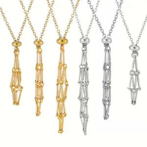 Chaînes 10pcs cristal naturel pierre brute filet en acier inoxydable métal bambou collier tissé pendentif chaîne réglable