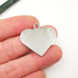 Ketens 10 stks gepolijste sieraden liefde hart charme tag hanger 30 mm maat roestvrijstalen charmes kunnen naam maken