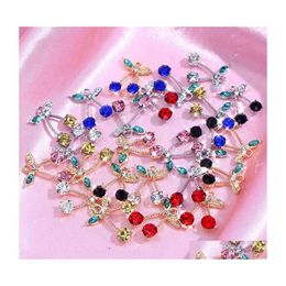 Chaînes 10pcs / Set Gold Sier Couleur Cherry Crystal Charms Mode Fruit Bijoux Accessoires pour faire des boucles d'oreilles DIY Pendentif Colliers D Dhnrg