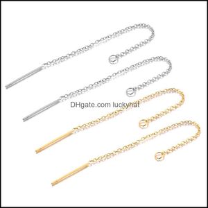 Cadenas 10 Unids / set Cadena de borla larga de oro de acero inoxidable Etiqueta de gota Pendientes colgantes Línea de oreja para Diy Fabricación de joyas 1519 Entrega Otlgf