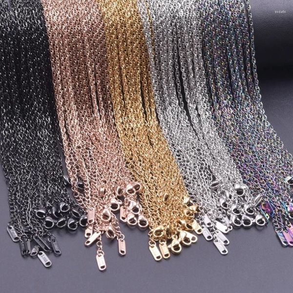 Chaînes 10pcs Taille 2 / 2.2 / 2.5mm 45 / 60cm Collier de chaîne à maillons en acier inoxydable pour hommes femmes mode bijoux bijoux réglable vintage artisanat