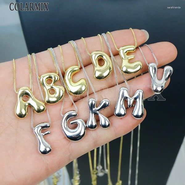 Chaînes 10pcs Smooth Metallic Initial Letter Pendant Collier Alphabet Charms Lovely Design Women Gift 53005