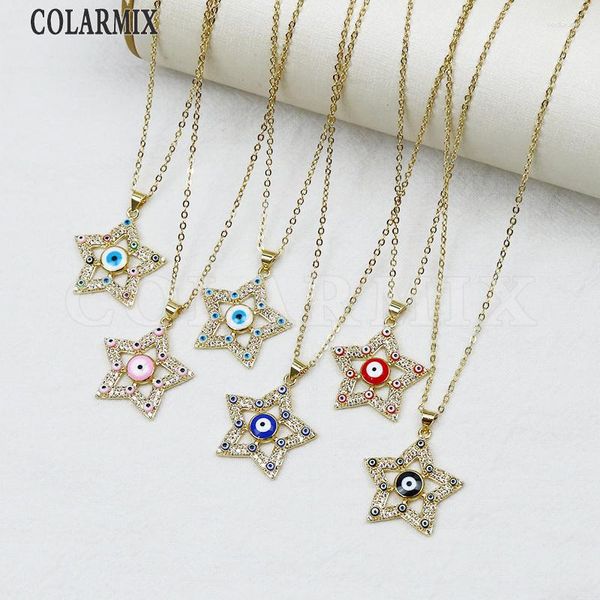 Cadenas 10 unids al por mayor encantador ojos de estrella colgante collar circón encantos mezcla color diablo joyería regalo especial 52857