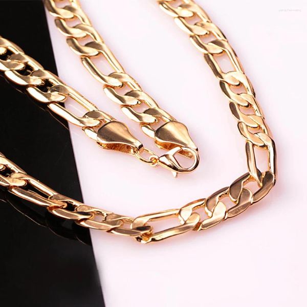 Cadenas 10 unids Precio al por mayor Alta calidad 12 mm 24k Color oro Collar Hombre Joyería Moda Hombres Cadena Curb Colgante