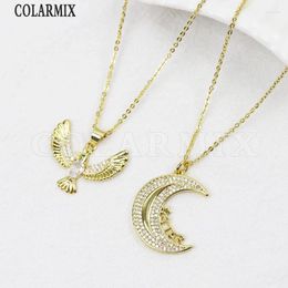 Chaines 10pieces Zirconia Birds Crescent Design Pendant Collier Fashion Bijoux Special Women Gift 52834