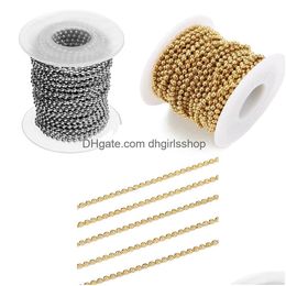 Cadenas 10 yardas / rollo Cadenas de cuentas de bolas de acero inoxidable BK para pulsera DIY Collar Hallazgos de joyería Fabricación de accesorios Gold Sier Drop D Dhltb