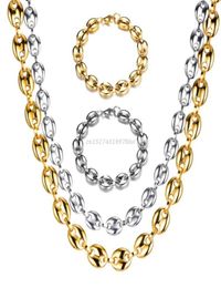 Chaînes 11 mm Café Bracelets for Men Women Women Hiphop Statement Charm bijoux Colliers en acier inoxydable 7003127