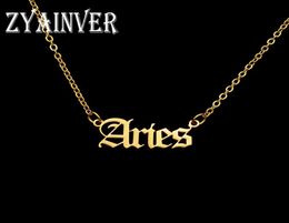 Chaines 12 Lettres zodiaques Collier pendent Old English Scorpio Aries Taurus Gemini Cancer Léon Chauker Horoscope Signes Friendship2642893