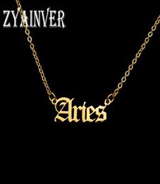 Chaînes 12 lettres du zodiaque pendentif collier vieux anglais Scorpion Bélier Taureau Gémeaux Cancer Lion Ras du Cou Horoscope Signes Amitié9175640