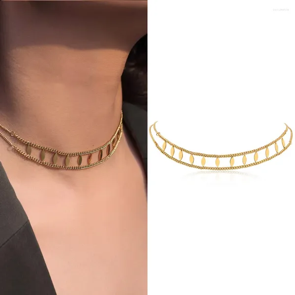 Chaînes 12mm couleur or losange collier ras du cou pour femmes filles en acier inoxydable chaîne à maillons réglable élégant bijoux cadeau DDN328