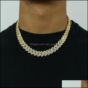 Kettingen 12 mm ijs de Cubaanse link ketting ketting bracelet 14k wit goud vergulde 2 rij diamant kubieke zirkonia sieraden 16inch24inch268 dhis7