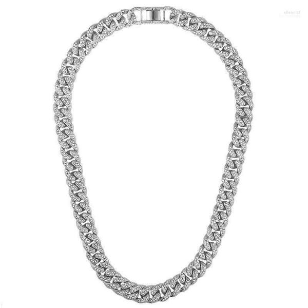 Chaînes 12mm Miami Cubain Lien Chaîne Or Argent Couleur Collier Ras Du Cou Pour Les Femmes Glacé Cristal Strass Hip Hop Jewlery Elle22