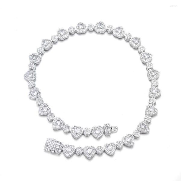 Chaînes 12mm Mini Coeur Charme Bracelet Complet De Luxe Strass Plage Colliers Bijoux Pour Femmes Hommes Hip Hop Cadeau