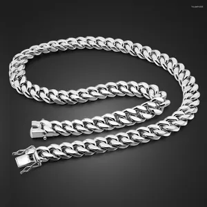 Chaines Fashion de 12 mm d'épaisseur 925 Colliers de chaîne cubaine en argent sterlin