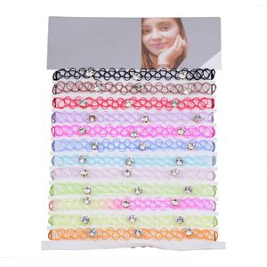 Chaînes 12pcs / lot collares vintage stretch tatoueur coullier coullier mode boucères pour fille charme collier élastique mariage féminin