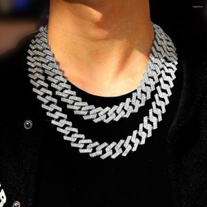 Kettingen 13 MM Hip Hop Mannen Prong Cubaanse Ketting Iced Out 2 Rij Strass Verharde Miami Ruit Curb sieraden Vrouwen