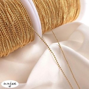 Cadenas, bolsa de 14K, protección de Color dorado, cadena de cuentas pequeñas, redonda, a granel, semiacabado, collar DIY, Material de joyería