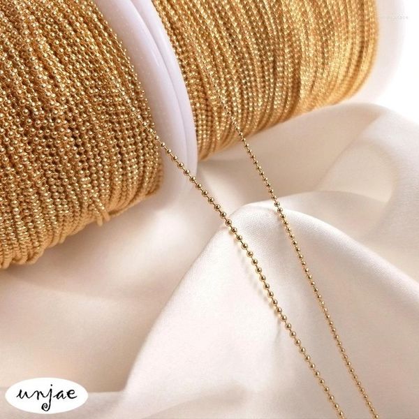 Chaînes 14K sac couleur or Protection petite chaîne de perles ronde en vrac semi-fini collier à faire soi-même bijoux matériel