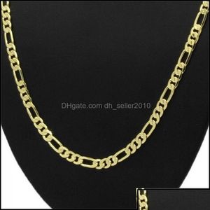 Cadenas 14K Amarillo Real Sólido Oro 8Mm Collar de cadena de eslabones italianos 24 pulgadas Entrega de gota 2022 Collares de joyería Colgantes Dhh14 Dh2Gh